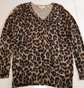 Michael Kors leopard v-neck tunic sweater
